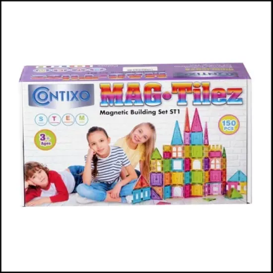 Contixo ST1 -Kids Toy Magnet Tiles -150 PCS 3D Building Blocks STEM Construction image {1}
