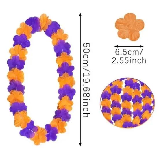 24 Pcs Halloween Leis Hawaiian Leis Necklace Tropical Flower Lei Floral Luau Party Decorations Orange Purple Dance Garland Headbands Photo Booth Photo image {1}