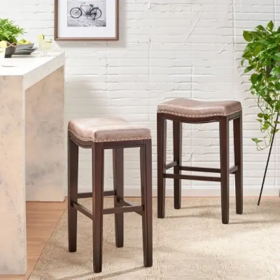 Set of 2 Tiffin Contemporary Studded Barstools Gray - Christopher Knight Home image {1}