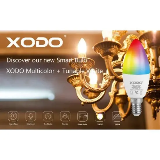 XODO LB4 Smart WIFI A19Dimmable Candelabra Light Bulb, Alexa / Google image {8}