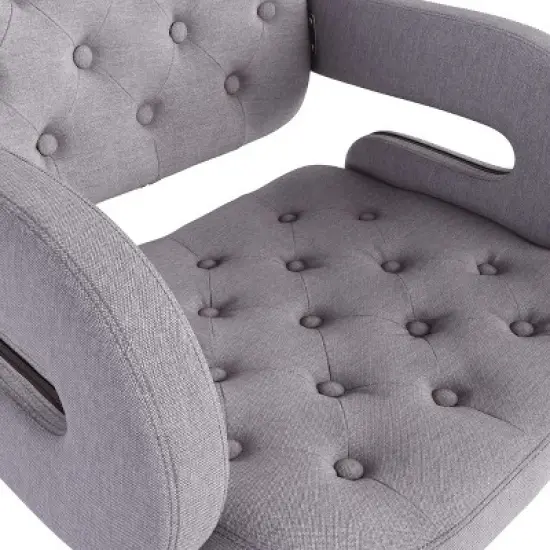 Set of 2 Adjustable Tufted Fabric Barstool with Armrests - CorLiving image {5}
