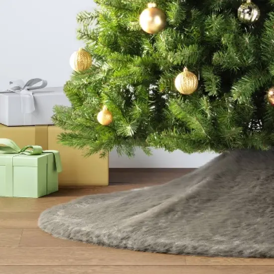48" Faux Fur Christmas Tree Skirt Gray - Wondershop&trade; image {1}