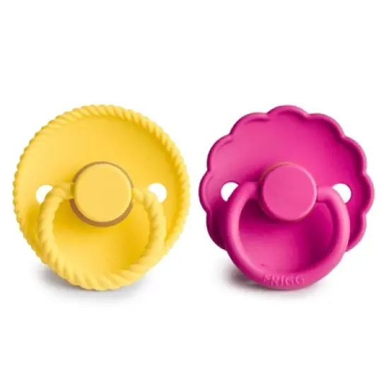 FRIGG Rope/Daisy Natural Rubber Pacifier (Sunflower/Fuchsia) 2-Pack (6-18 Months) image {1}