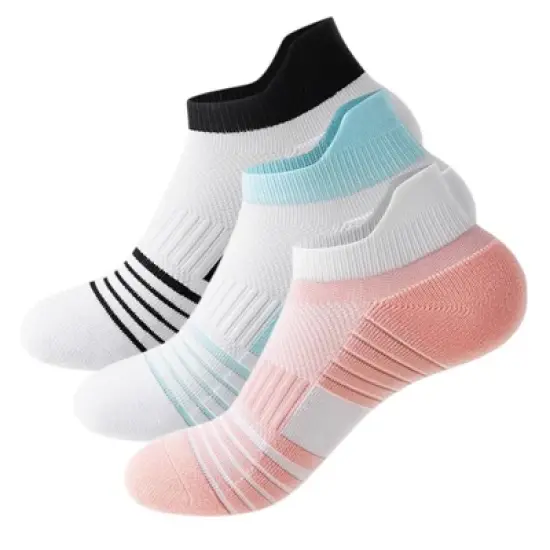 Anna-Kaci 3 Pairs Cushioned Sport Ankle Socks with Arch Support Breathable Stretch Mesh Knit Athletic Low-Cut Design image {9}