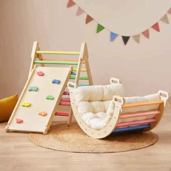 Tiny Land&reg; 7-in-1 Rainbow Climbing Set with Play Pad image {12}