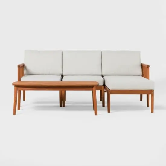 Saracina Home 4pc Modern Boho Eucalyptus Spindle Outdoor Sectional Set 
 image {9}