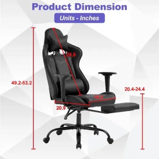BestMassage Gaming Chair Computer Gamer Chair with Lumbar Support and Footrest Rolling Swivel Design Office Chair for Home Office and Gaming image {6}