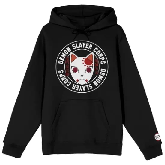 Demon Slayer Corps Tanjiro Mask Icon Long Sleeve Black Adult Hooded Sweatshirt image {4}