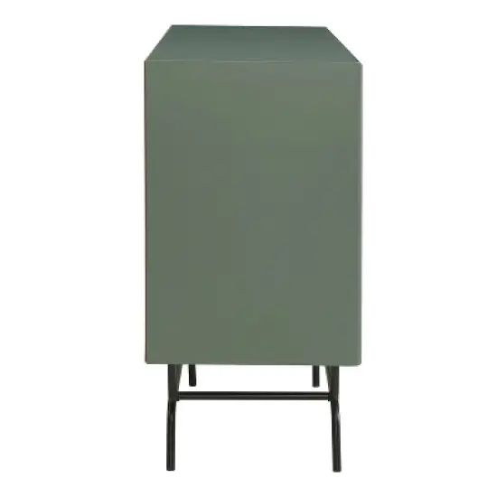 miBasics Heath 60" Modern Buffet with Wine Cabinet Sage Green: Freestanding Storage, 4 Shelves, 3 Drawers image {9}