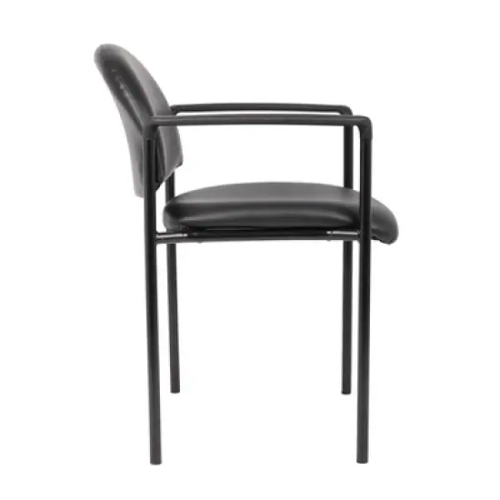 Vinyl Modern Stacking Chair Black - Boss Office Products image {3}