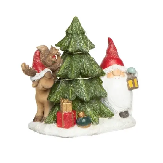 Transpac 6.5 in Multicolored Light Up Droopy Hat Figurine Christmas Decorative Object Resin image {1}