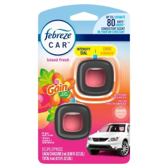 Febreze Car Air Freshener Vent Clip - Gain Island Fresh - 0.13 fl oz/2pk image {8}