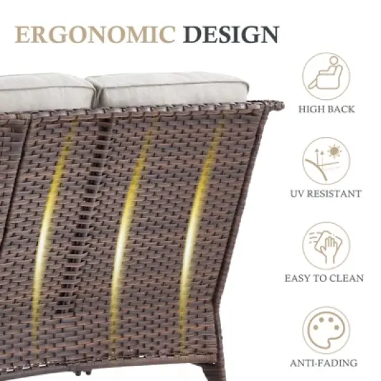 Belord Patio Furniture Set with 6-INCH Extra Thick Cushion, 5 Pieces Outdoor Patio Furniture Set with Swivel Chairs, Sofa Couch, and Firepit Table image {5}