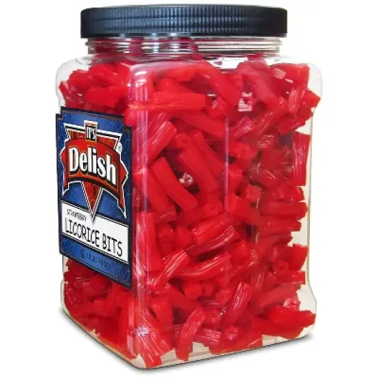 Strawberry Licorice Bits by It's Delish, 2.5 LBS (40 Oz) Jumbo Container Jar image {2}