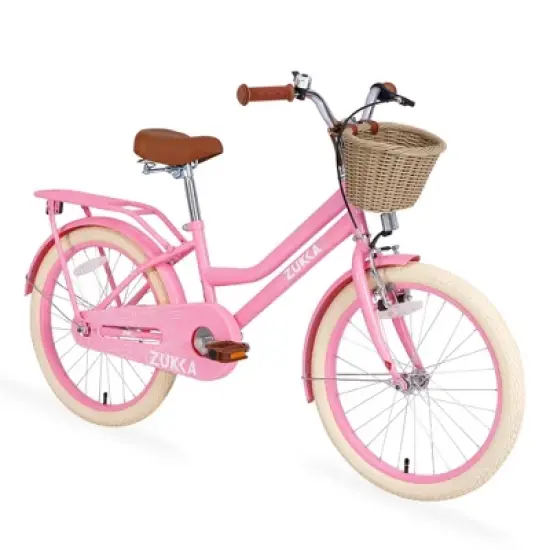 NAYSAYE Girls Bike with Basket 20 Inch Steel Frame for Kids Aged 7 to 10 for Outdoor Fun, Light Pink, 55.51"*21.26"*32.48" image {5}