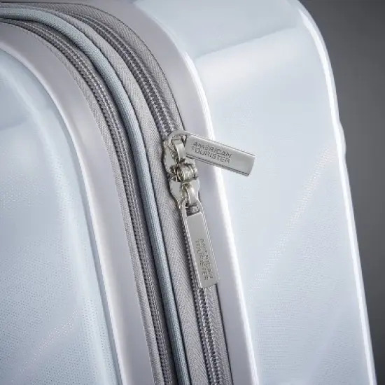 American Tourister Moonlight Hardside Medium Checked Spinner Suitcase - Iridescent White image {5}