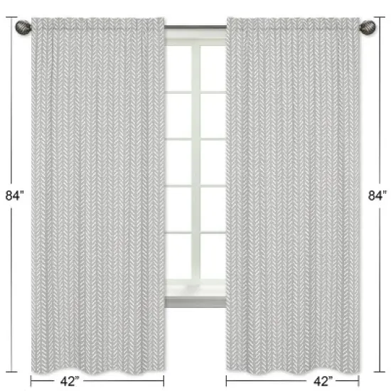 2pc Sweet Jojo Designs Woodland Friends Herringbone Print Window Panel - Sweet Jojo Designs image {4}