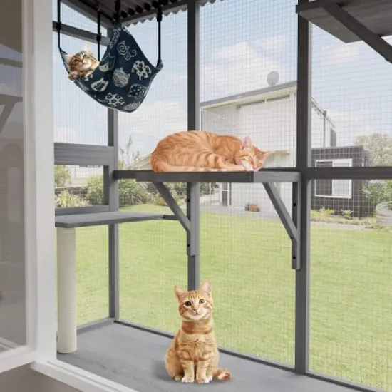 ORRD Large Walk-in Outdoor Catio, Multi-Cat Enclosure with Roof & 3 Doors, Window Cat House for Indoor/Outdoor, Patio & Balcony Use image {2}