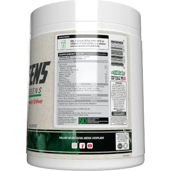 EHPlabs OxyGreens Super Greens Powder - Spirulina & Chlorella Superfood, Green Juice Powder & Greens Supplements, 30 Serves (Strawb. Margarita) image {7}