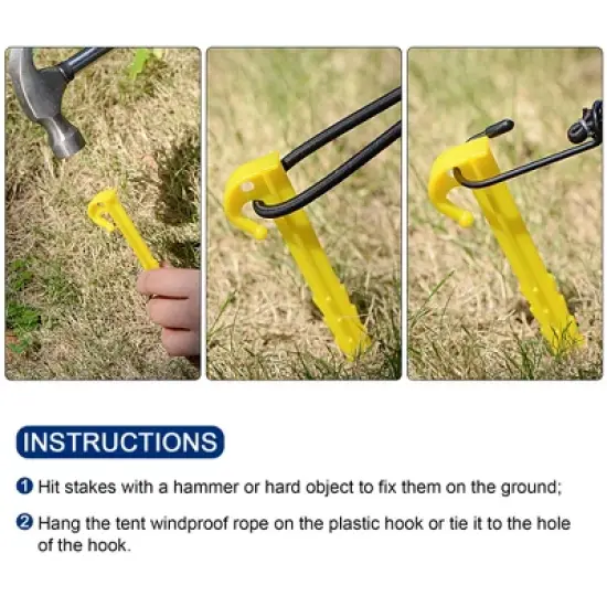Unique Bargains Plastic Ground Pegs Serrated Edges with Hook for Outdoor image {3}