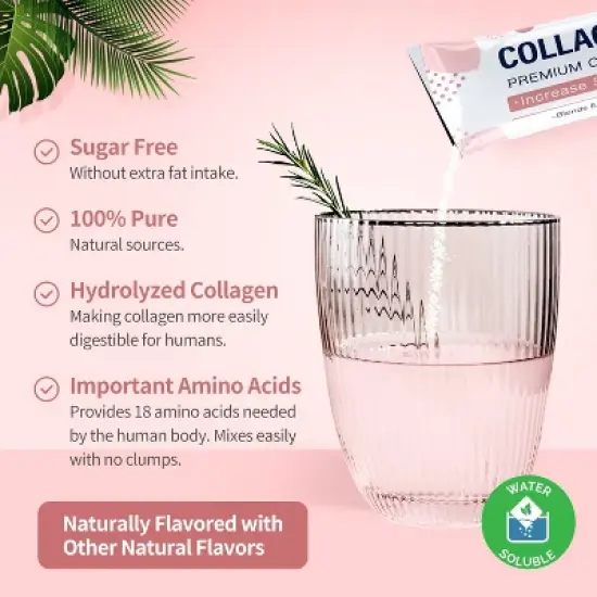 NATURE TARGET Multi Collagen Peptides Powder - Type I, II, III, V, X - Hydrolyzed Collagen Peptides with Prebiotics - 30 packets image {1}