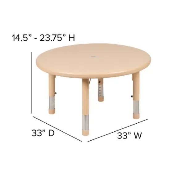 Flash Furniture 33" Round Plastic Height Adjustable Activity Table image {5}