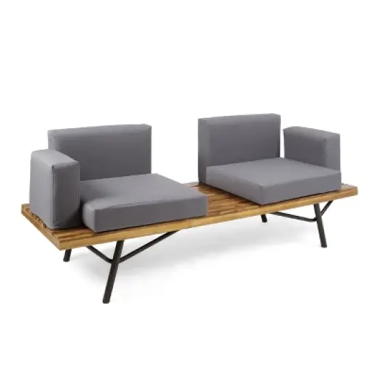Modern Canago Outdoor Industrial Loveseat with Coffee Sofa-Christopher Knight Home image {5}