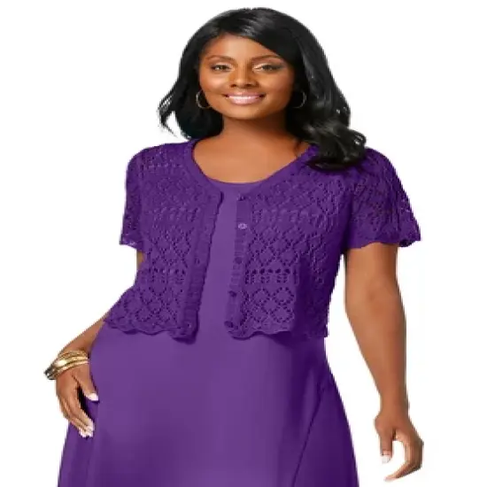 Jessica London Women&rsquo;s Plus Size Crochet Shrug image {5}