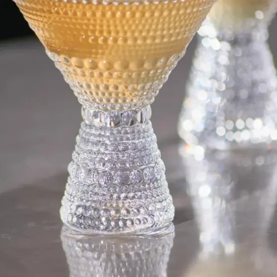 Clear Hobnail Martini Glasses - Embossed Martini Glasses - 9oz image {2}