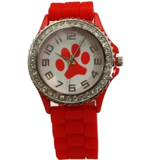 Olivia Pratt Every Day Silicone Paw and Rhinestones Colorful Women Watch image {10}