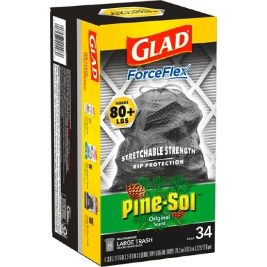 Glad ForceFlex DrawString Trash Bags - Pinesol - 30 Gallon - 34ct image {2}