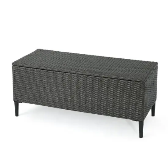 GDFStudio Sandy Outdoor Wicker Storage Unit, Gray/Black image {3}