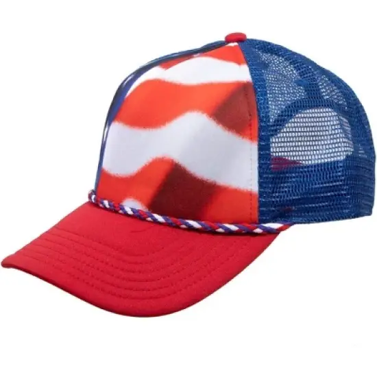 Red, White & Blue American Flag Snapback Trucker hat image {1}