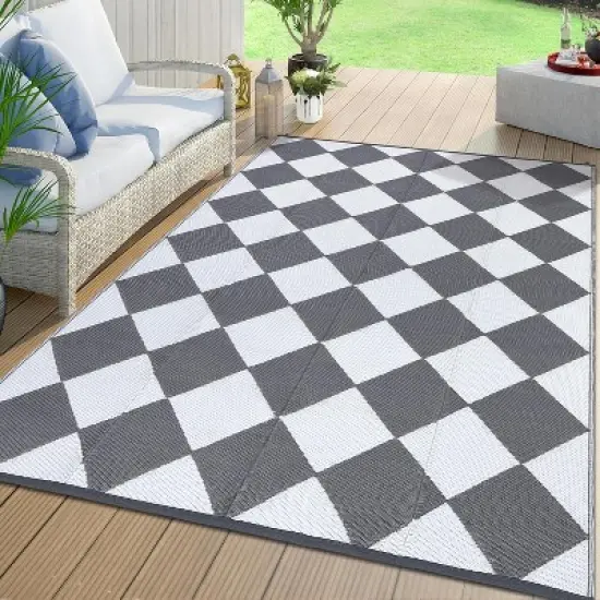Waterproof Reversible Outdoor Rug - Lightweight, Foldable, Easy Clean for Patio, Camping, Pool & Beach image {7}