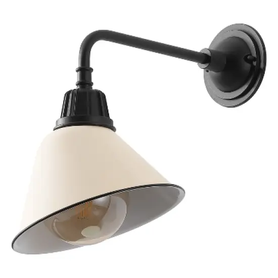 JONATHAN Y Croydon Farmhouse Industrial Indoor/Outdoor Iron LED Gooseneck Arm Outdoor Sconce image {6}