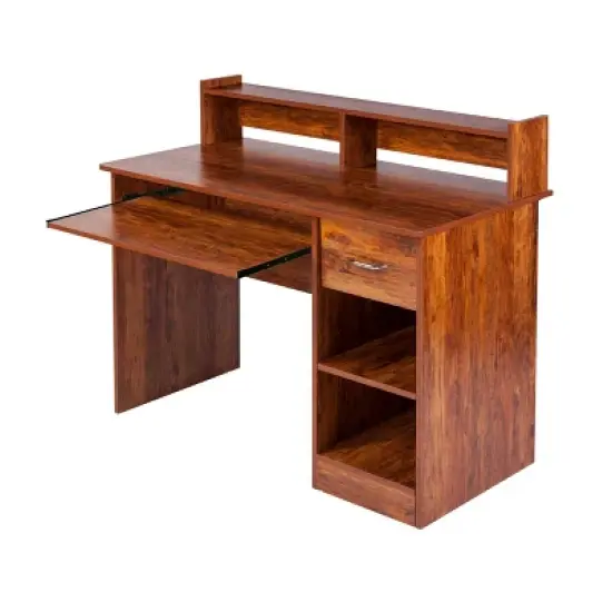 Essential Wood Computer Desk with Hutch - Onespace image {12}
