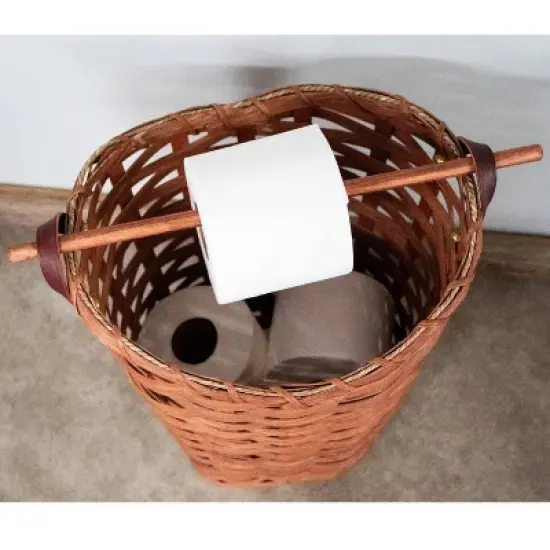 Lehman's Toilet Paper Roll Holder and Dispenser, Amish Made Handcrafted Woven Maple Toilet Paper Basket Holds 4 Rolls, 16.5 Inches High image {3}