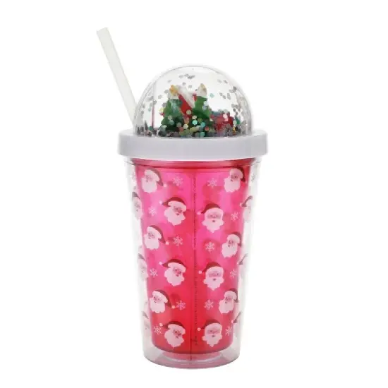Christmas Snow Globe 16oz Double Wall Water Bottle with Straw image {4}