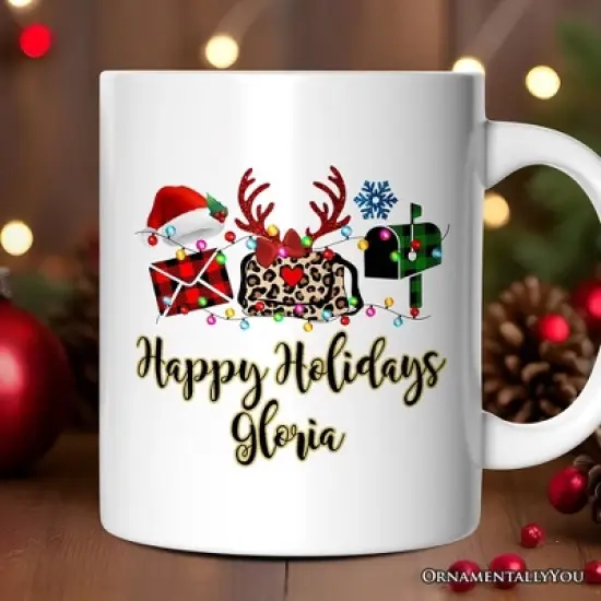 Postal Worker Buffalo Plaid Christmas Mug Gift (Non-Custom Only)| OrnamentallyYou image {3}