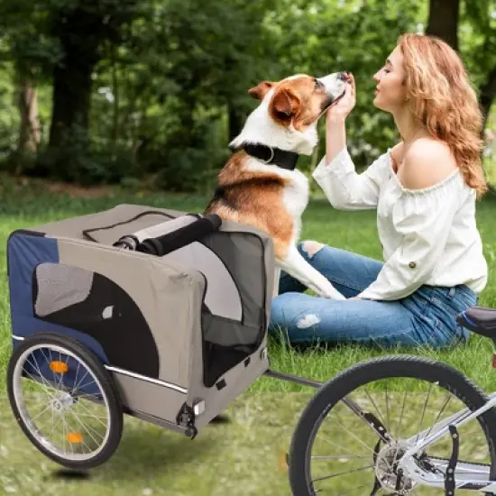 VASIP Pet Bike Trailer for Small & Medium Dogs ,Easy Fold Cart with Quick Release Wheels ,Non-Slip Floor and Internal Leash for Safe Cycling,Red image {6}