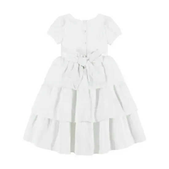 Andy & Evan  Toddler  Puff Sleeve Satin Tiered Dress. image {1}