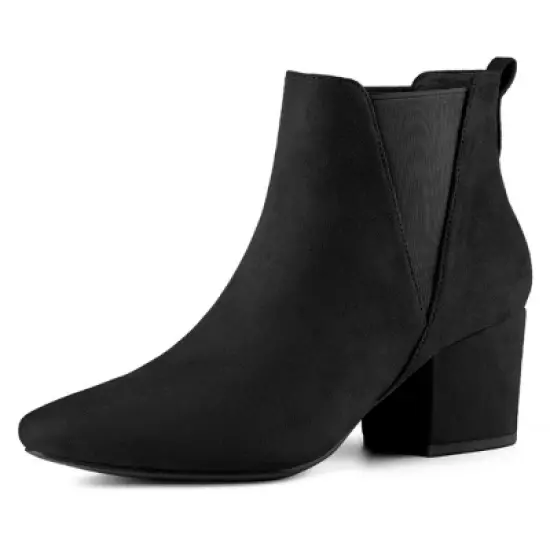 Allegra K Women's Pointed Toe Block Heel Ankle Chelsea Boots image {9}