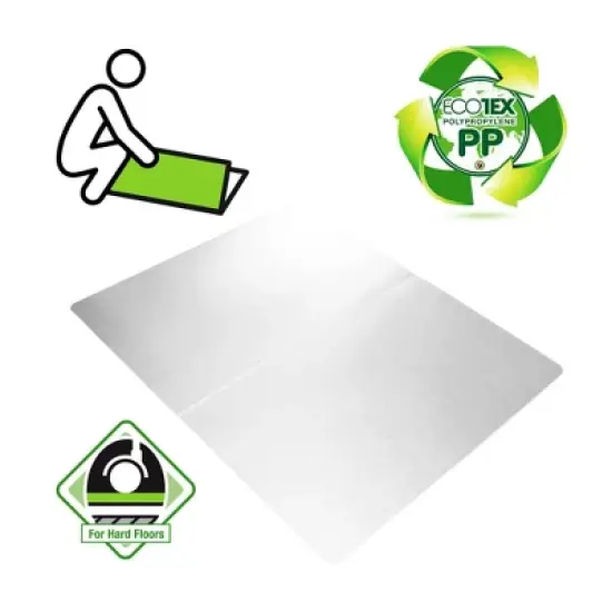 36"x48" Polypropylene Anti-Slip Foldable Rectangular Chair Mat for Hard Floors White - Floortex image {2}