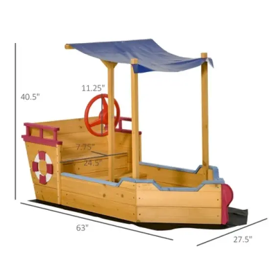 Dexmalle Pirate Ship Sandbox with Cover and Rudder image {10}