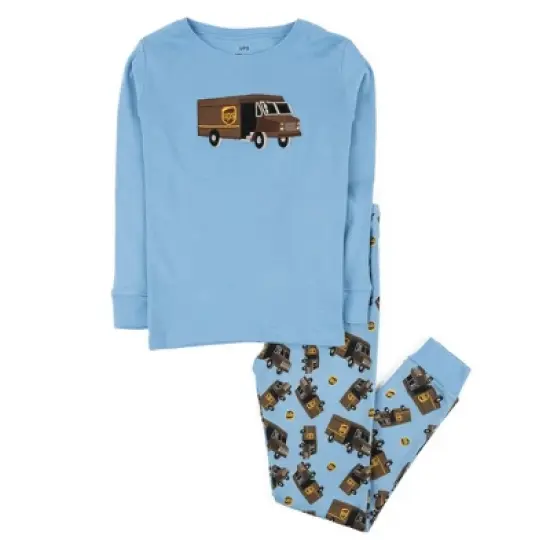 Leveret Kids Two Piece Cotton UPS Truck Pajamas image {3}