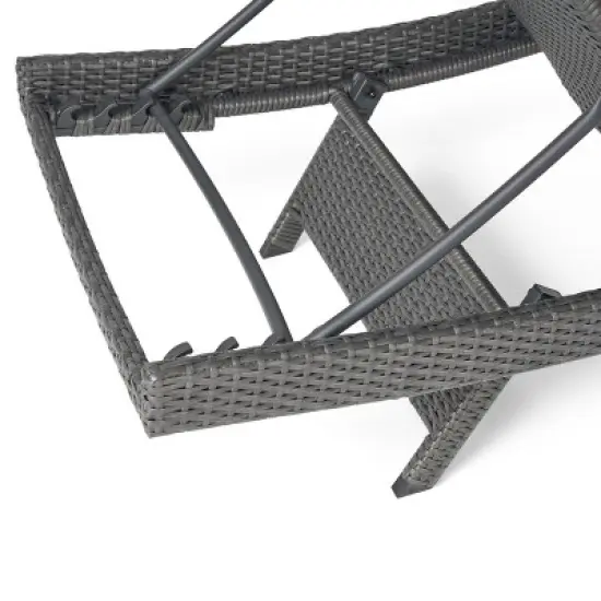 Christopher Knight Home Salem Outdoor Wicker Armless Adjustable Chaise Lounges with Cushion (Set of 2) image {6}