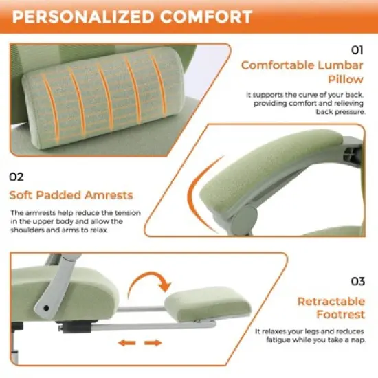 MyDepot Gaming Reclining High-Back Mesh Chair with Ergonomic Leg Rest image {4}