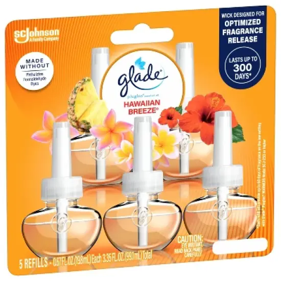 Glade PlugIns Scented Oil Air Freshener Refills Hawaiian Breeze - 3.35 fl oz/5pk image {15}