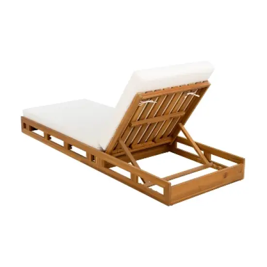 Christopher Knight Home Leeward Outdoor Acacia Wood Adjustable Chaise Lounge with Water-Resistant Cushion (Set of 4) image {5}