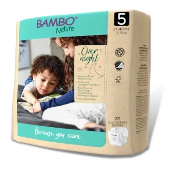 Bambo Nature Overnight Diapers, Disposable, Eco-Friendly, Size 5 image {2}
